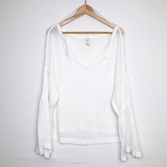 Free People we the free cream, waffle knit, oversize tunic top - Picture 2 of 9